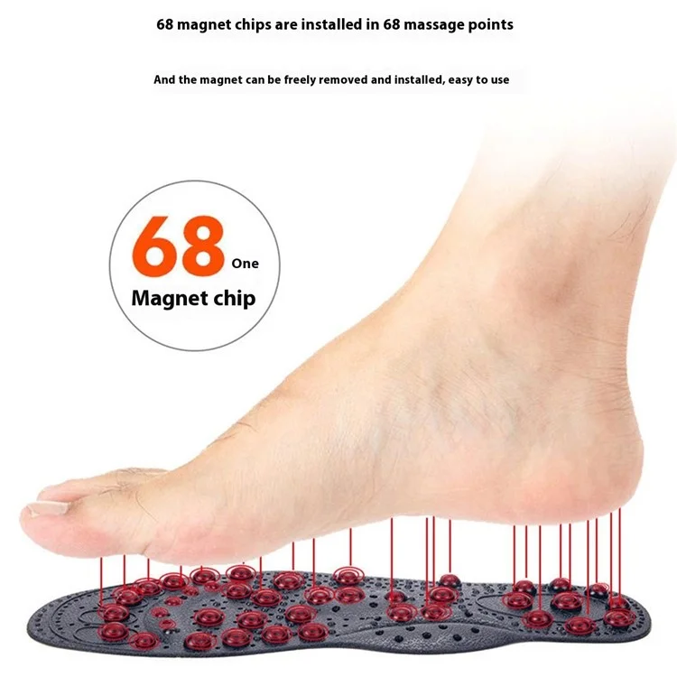 1 Par de Plantillas Magnéticas de 68 Puntos de Masaje Agrandados para Pies Sanos - Negro / S 25 cm (35-40)