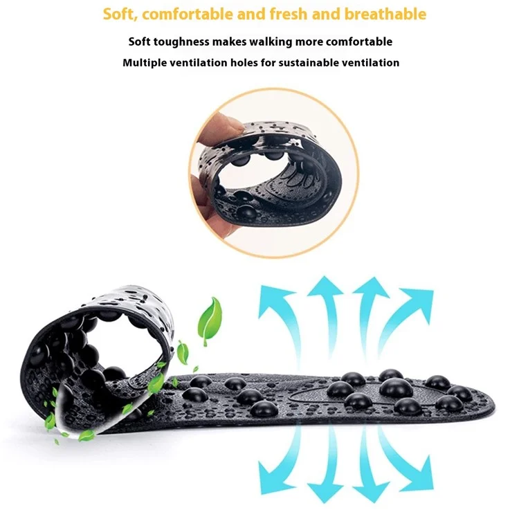 1 Par de Plantillas Magnéticas de 68 Puntos de Masaje Agrandados para Pies Sanos - Negro / S 25 cm (35-40)