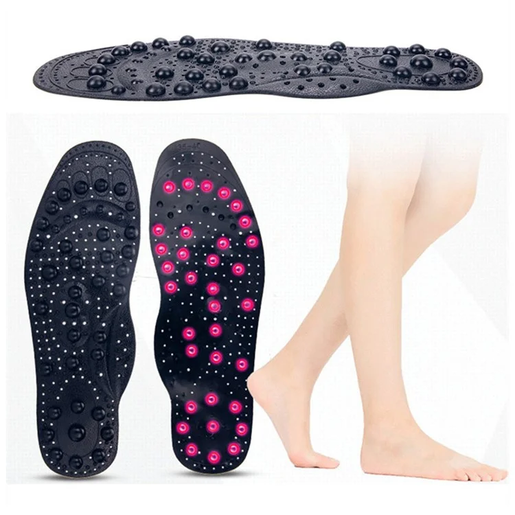 1 Par de Plantillas Magnéticas de 68 Puntos de Masaje Agrandados para Pies Sanos - Negro / S 25 cm (35-40)