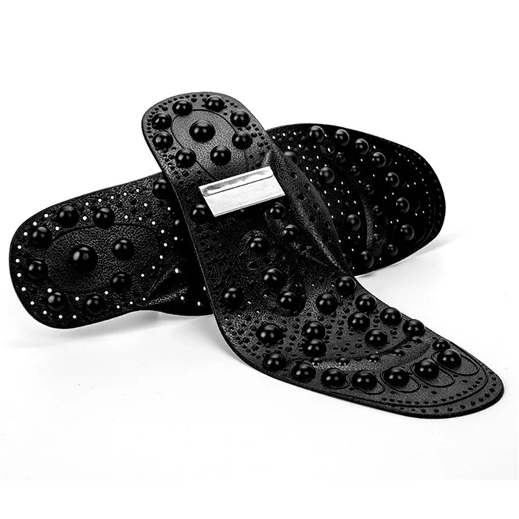 1 Par de Plantillas Magnéticas de 68 Puntos de Masaje Agrandados para Pies Sanos - Negro / S 25 cm (35-40)
