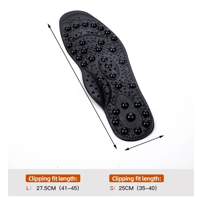 1 Par de Plantillas Magnéticas de 68 Puntos de Masaje Agrandados para Pies Sanos - Negro / S 25 cm (35-40)