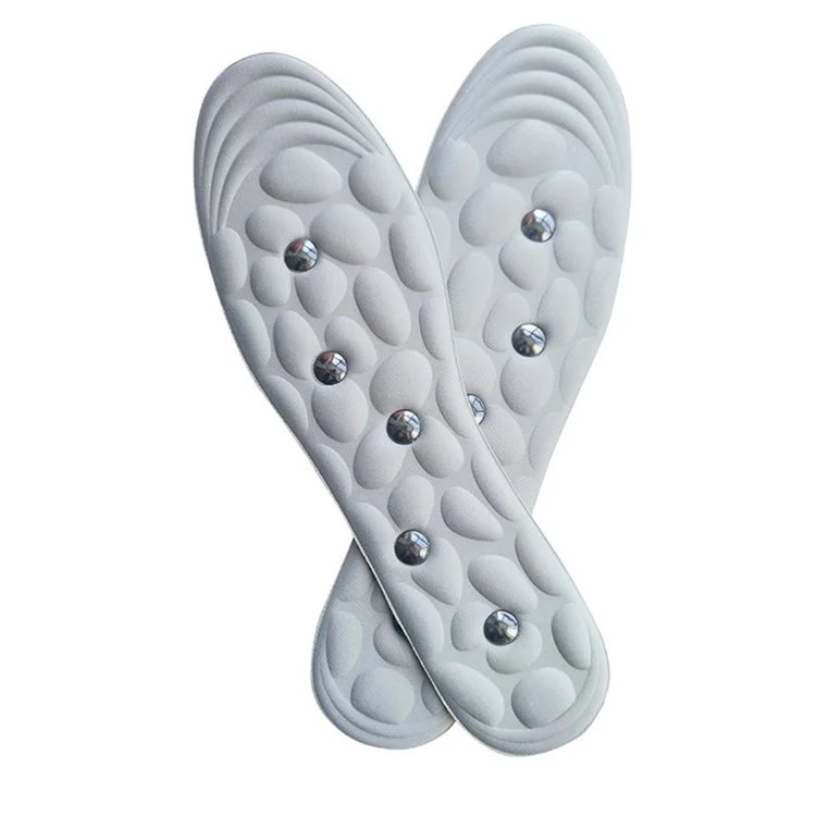 1 Paire de semelles magnétiques massantes en pierres, respirantes et absorbantes, imitant des galets magnétiques.