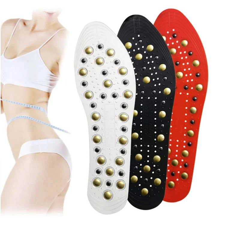 1 Paar magnetische Massage-Einlegesohlen mit Durchblutungsförderung, atmungsaktiv, Akupressur-Fußmassage-Sohlen - Schwarz
