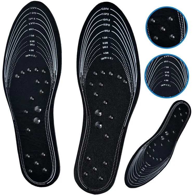 1 Paire d'Semelles Magnétiques de Massage Découpables pour les Soins des Pieds - Noir