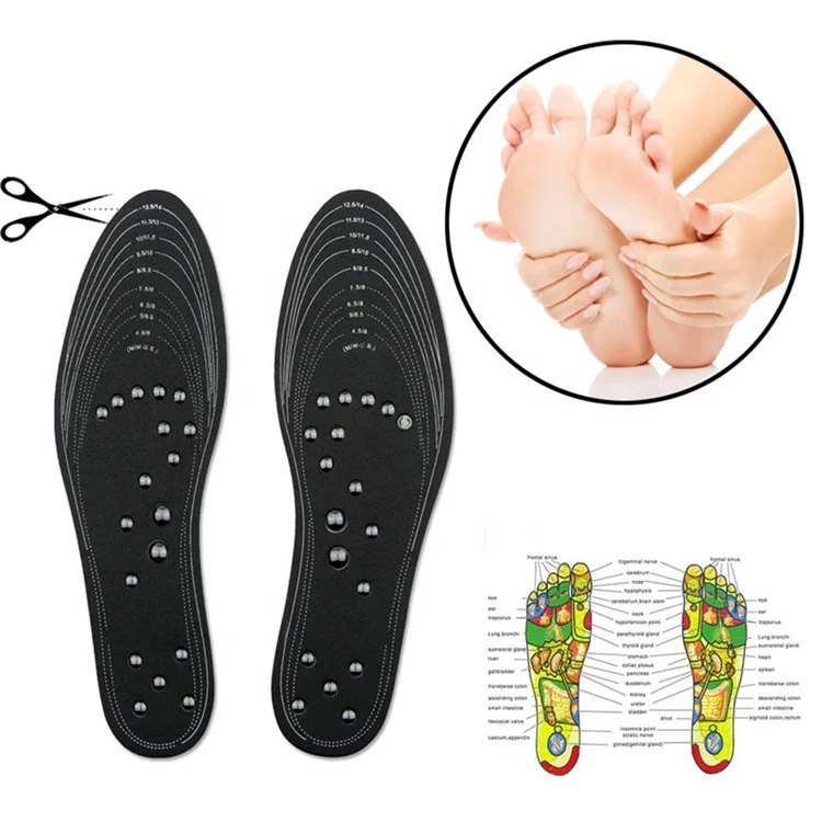 1 Paire d'Semelles Magnétiques de Massage Découpables pour les Soins des Pieds - Noir