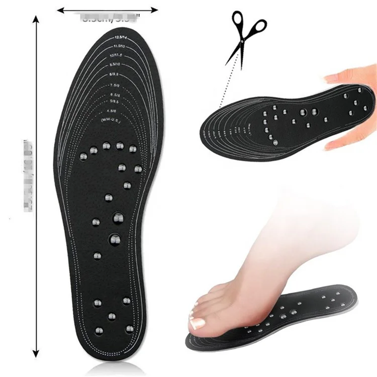 1 Paire d'Semelles Magnétiques de Massage Découpables pour les Soins des Pieds - Noir