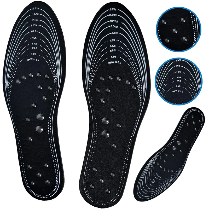 1 Pair 18 Magnetic Stones Massage Insoles Cuttable Feet Care Magnetic Insoles - White