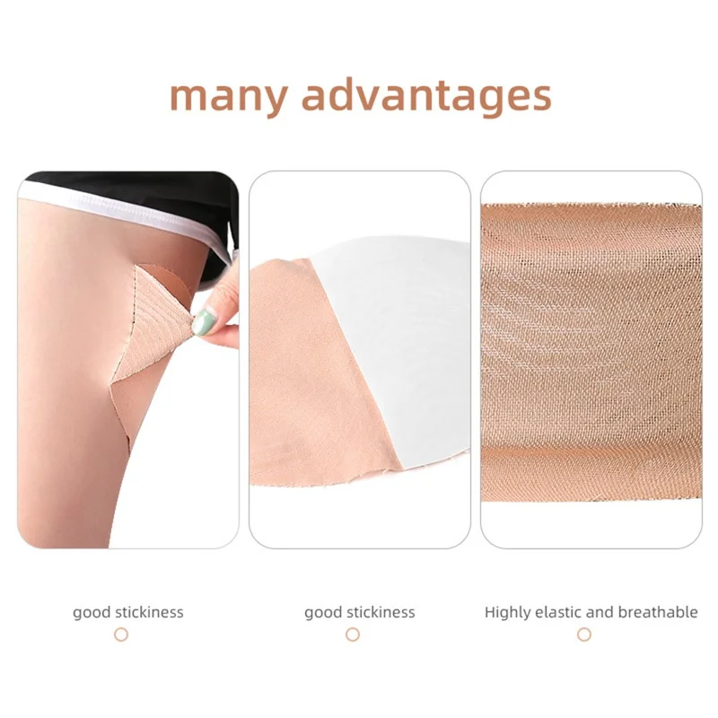 053 12Pcs Thigh Inner Anti-Chafing Sticker Self-Adhesive Wear-Resistant Elastic Patches Gift - Skin Color / Non-woven Fabric