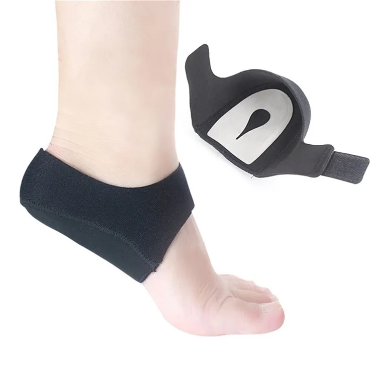 1 Pair Heel Cushion Support SBR SEBS Pressure Relief Adjustable Heel Protector Pad - Black S