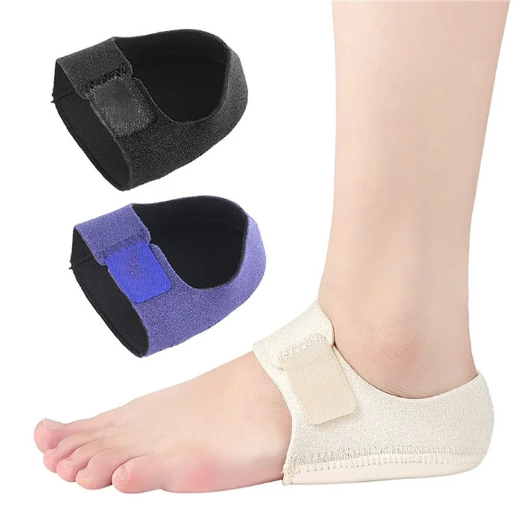 1 Pair Heel Cushion Support SBR SEBS Pressure Relief Adjustable Heel Protector Pad - Black S
