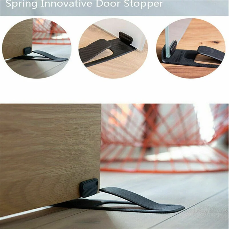 Simple Invisible Door Stopper Wedge Plastic Door Stop Holder Tool - Black