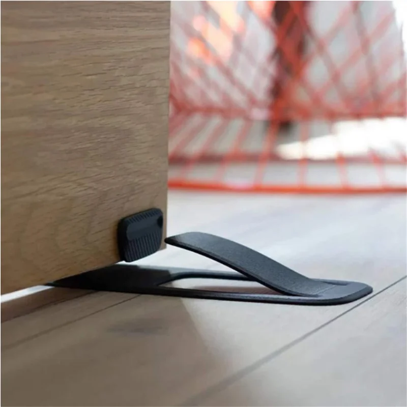 Simple Invisible Door Stopper Wedge Plastic Door Stop Holder Tool - Black