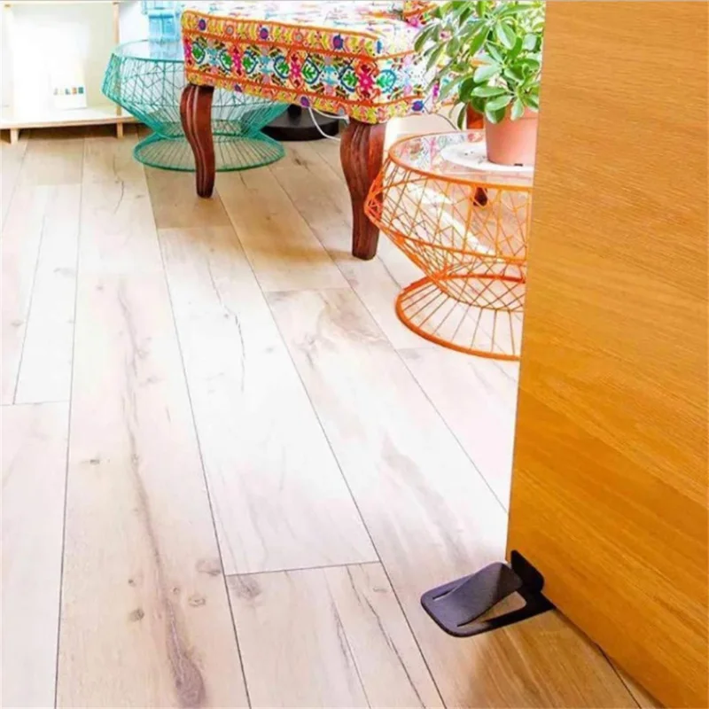 Simple Invisible Door Stopper Wedge Plastic Door Stop Holder Tool - Black