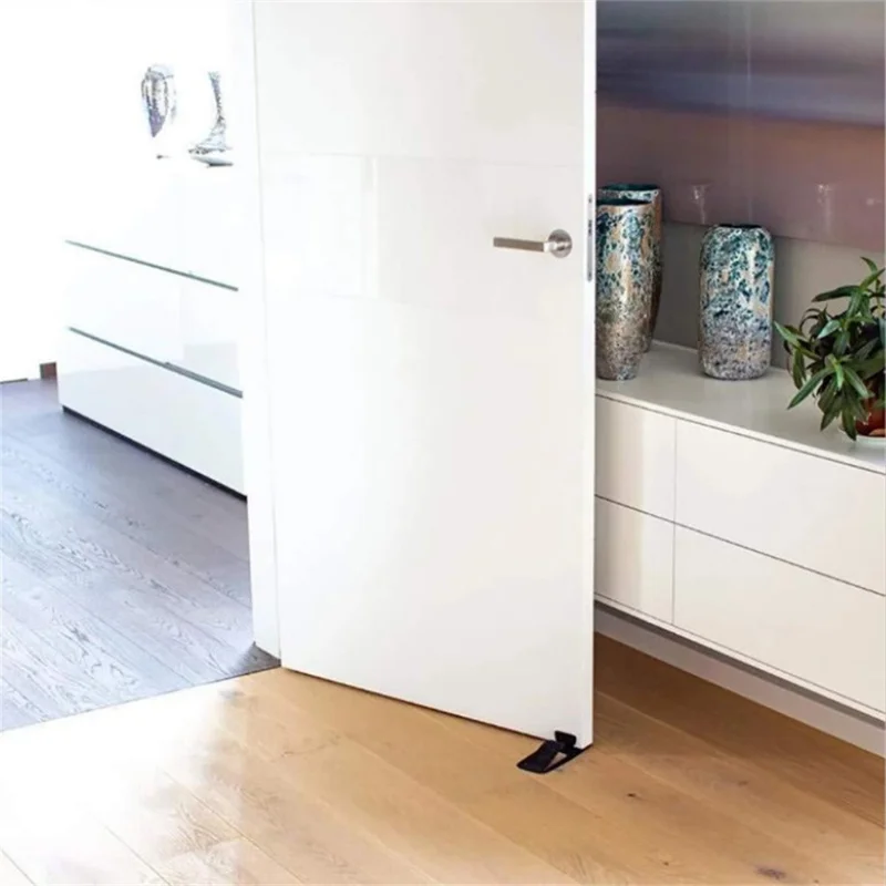 Simple Invisible Door Stopper Wedge Plastic Door Stop Holder Tool - Black