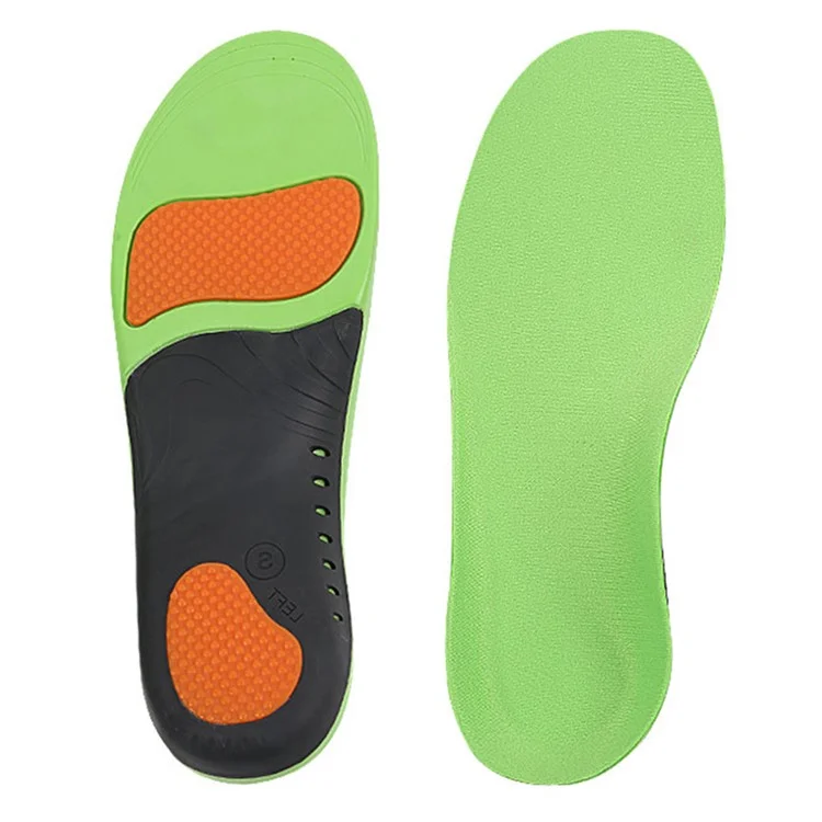 Soletta ortopedica di supporto per piedi piatti LS-1214 traspirante e massaggiante in PU con assorbimento degli urti per lo sport - Verde velluto XS (36-38)