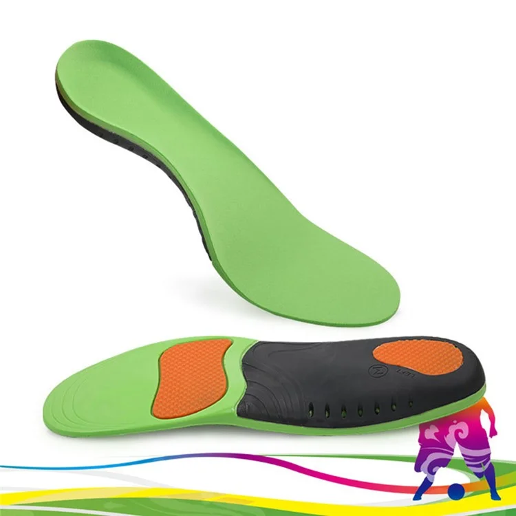 Soletta ortopedica di supporto per piedi piatti LS-1214 traspirante e massaggiante in PU con assorbimento degli urti per lo sport - Verde velluto XS (36-38)