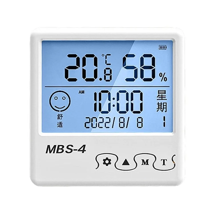 MBS-4 Digital Hygrometer Thermometer High Precision Meter with Clock for Indoor Use