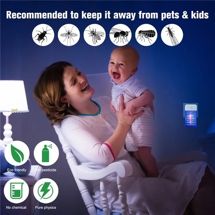 Lampe tue-moustiques UV à LED photocatalytique puissante avec prise UE - Noir