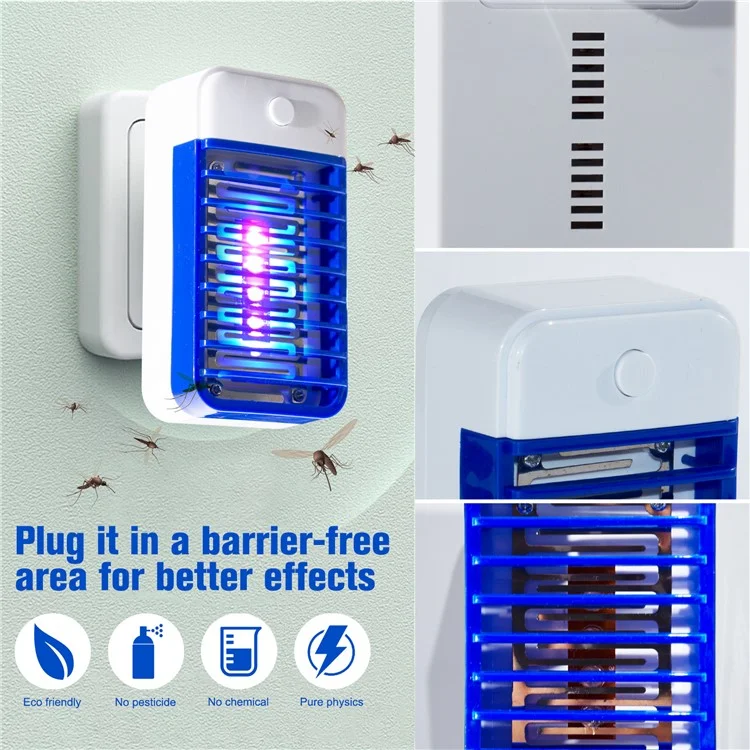 Lampe tue-moustiques UV à LED photocatalytique puissante avec prise UE - Noir