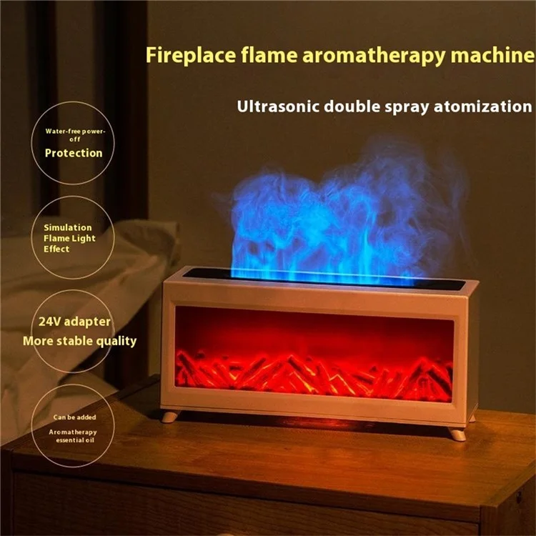 Fireplace Design Aroma Diffuser Large Mist Ultrasonic Air Humidifier for Home  /  Office (EU Plug) - Black
