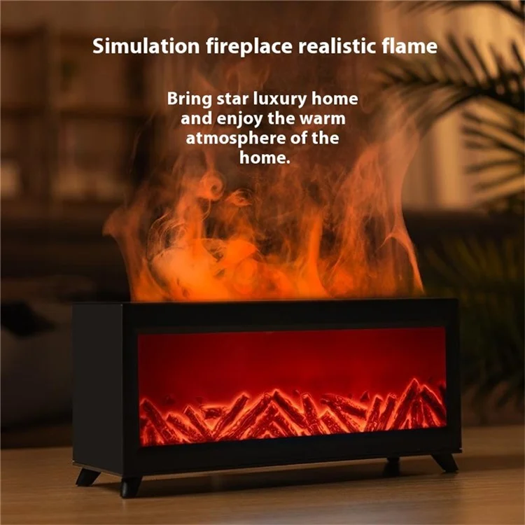 Fireplace Design Aroma Diffuser Large Mist Ultrasonic Air Humidifier for Home  /  Office (EU Plug) - Black
