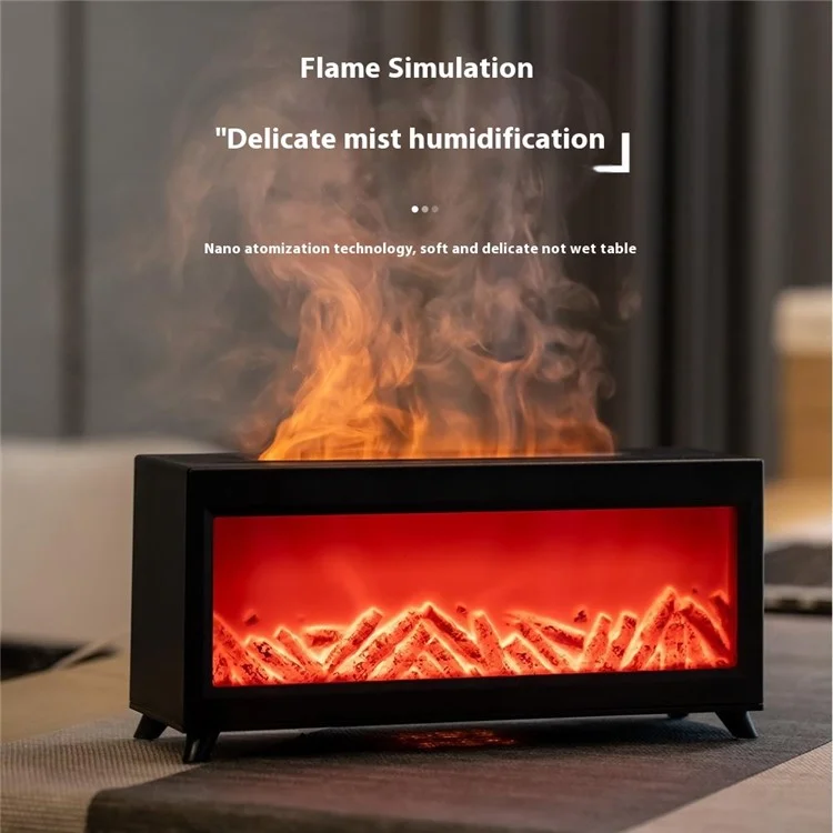 Fireplace Design Aroma Diffuser Large Mist Ultrasonic Air Humidifier for Home  /  Office (EU Plug) - Black