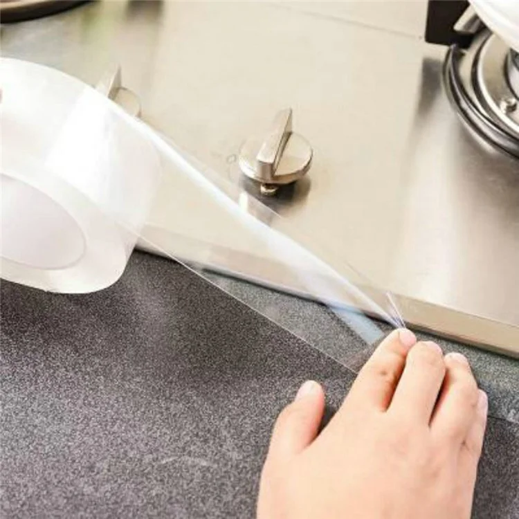 0.5mm Thick Kitchen Sink Mildew-Proof Tape Transparent Single-Sided Waterproof Anti-Oil Seam Sticker, 3cmx3m