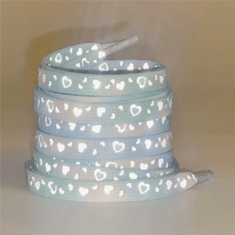 120cm Reflective Shoelaces for Sneakers Canvas Shoes Basketball Shoes Laces - Mint Green Heart