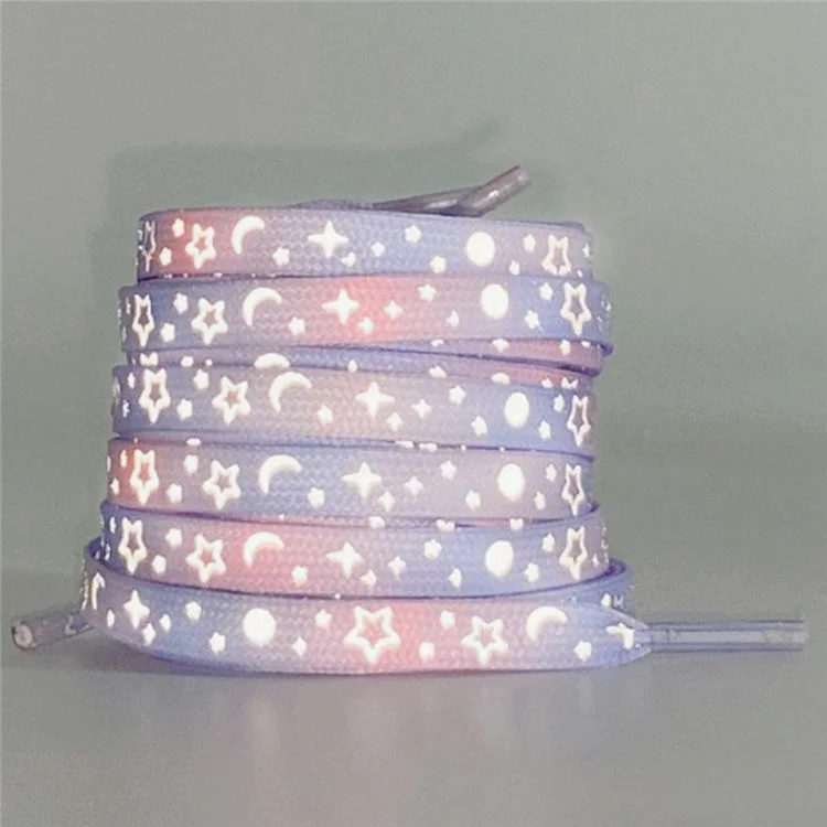 140cm Reflective Shoelaces for Sneakers Canvas Shoes Basketball Shoes Laces - Purple Pink Star