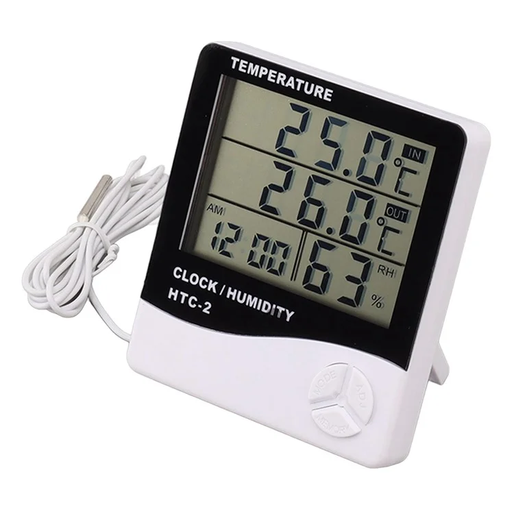 HTC-2 Digital Thermometer Hygrometer with Cable Dual Temperature Display Thermometer
