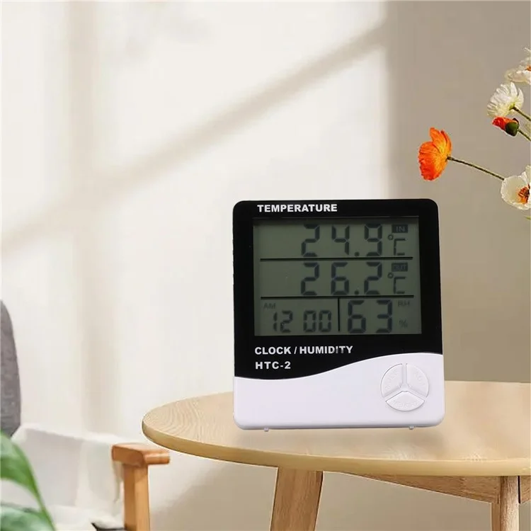 HTC-2 Digital Thermometer Hygrometer with Cable Dual Temperature Display Thermometer