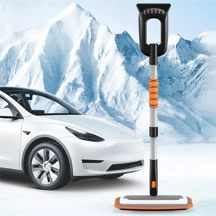 Escova de neve para carros Raspador de gelo 3 em 1 de liga de alumínio retrátil Ferramenta de remoção de neve de inverno - Laranja