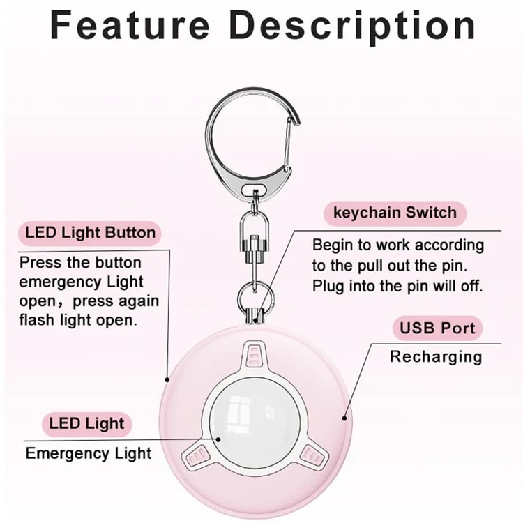 Alarme de sécurité personnelle SC300 130DB Dispositif d'alarme de défense personnelle avec lumière stroboscopique LED - Bleu