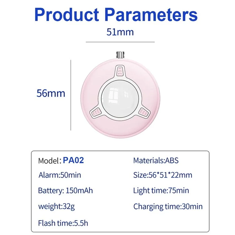 Alarme de sécurité personnelle SC300 130DB Dispositif d'alarme de défense personnelle avec lumière stroboscopique LED - Bleu