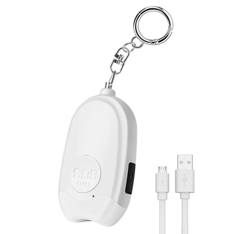 GP100 Personal Alarm Flashlight Portable Self-Defense 130dB Loud Alert Hanging Keychain - White