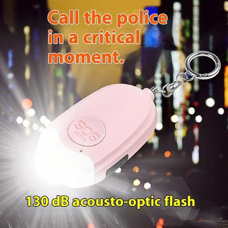 GP100 Personal Alarm Flashlight Portable Self-Defense 130dB Loud Alert Hanging Keychain - White