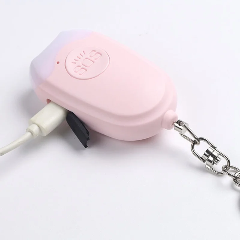 GP100 Personal Alarm Flashlight Portable Self-Defense 130dB Loud Alert Hanging Keychain - White
