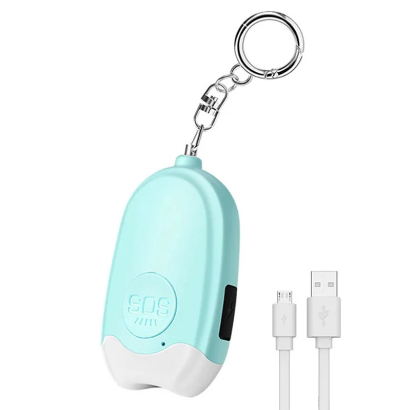 GP100 Personal Alarm Flashlight Portable Self-Defense 130dB Loud Alert Hanging Keychain - Blue