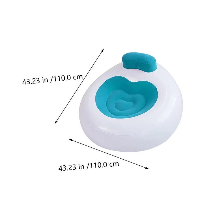 Sala de estar inflável com formato de coração acolchoado Lounger Selfie Prop Cadeira de ar portátil Sofá individual - Azul
