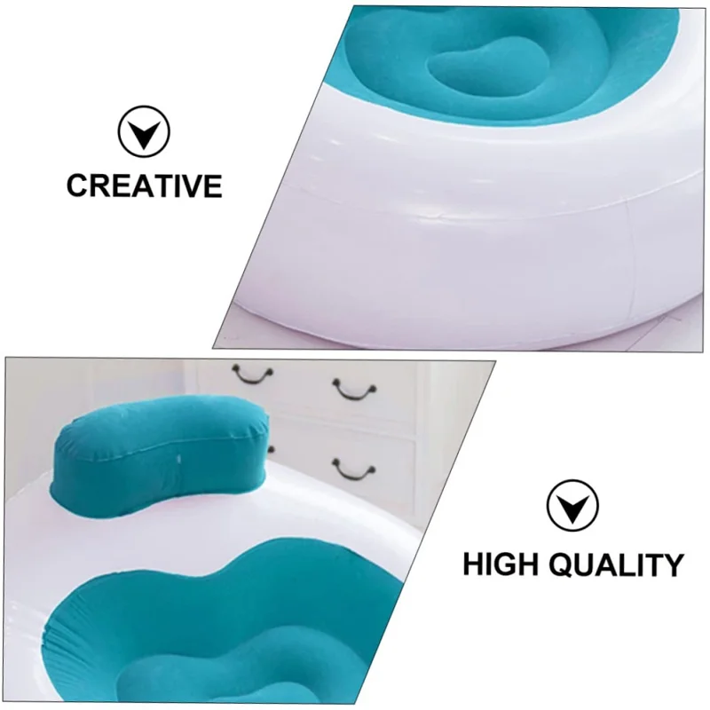 Sala de estar inflável com formato de coração acolchoado Lounger Selfie Prop Cadeira de ar portátil Sofá individual - Azul
