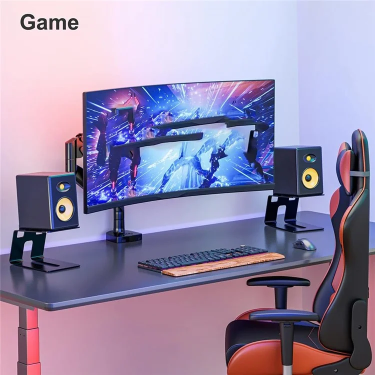 2 peças de suporte de alto-falante de mesa para estúdio de gravação, equipamento de armazenamento, suporte com design de inclinação de 5 graus e capacidade de 33 libras.