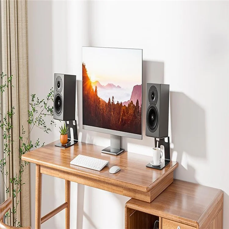 2 peças de suporte de alto-falante de mesa para estúdio de gravação, equipamento de armazenamento, suporte com design de inclinação de 5 graus e capacidade de 33 libras.