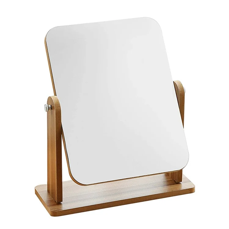 Espejo de tocador giratorio de 360 grados con base de madera, espejo de maquillaje de escritorio vintage, tamaño S