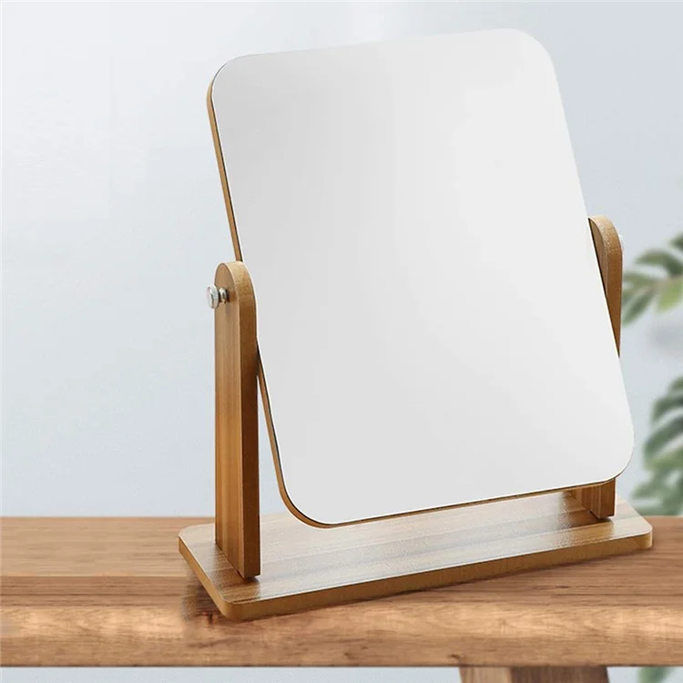 Espejo de tocador giratorio de 360 grados con base de madera, espejo de maquillaje de escritorio vintage, tamaño S