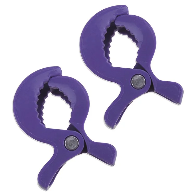 2Pcs Stroller Cover Alligator Clips Baby Stroller ABS Windproof Clamps - Purple