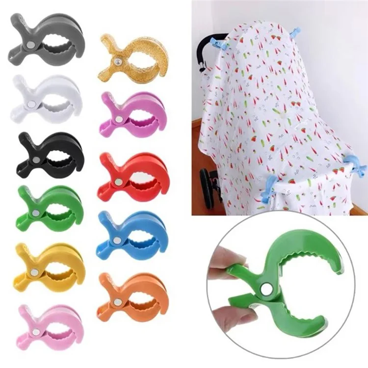 2Pcs Stroller Cover Alligator Clips Baby Stroller ABS Windproof Clamps - Purple