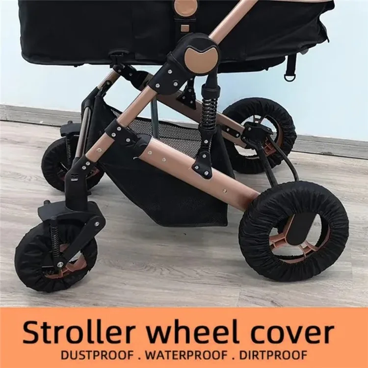 2Pcs Baby Stroller Wheel Covers Oxford Cloth Anti Dirt Protectors, Size L for 25-36cm Rear Wheel
