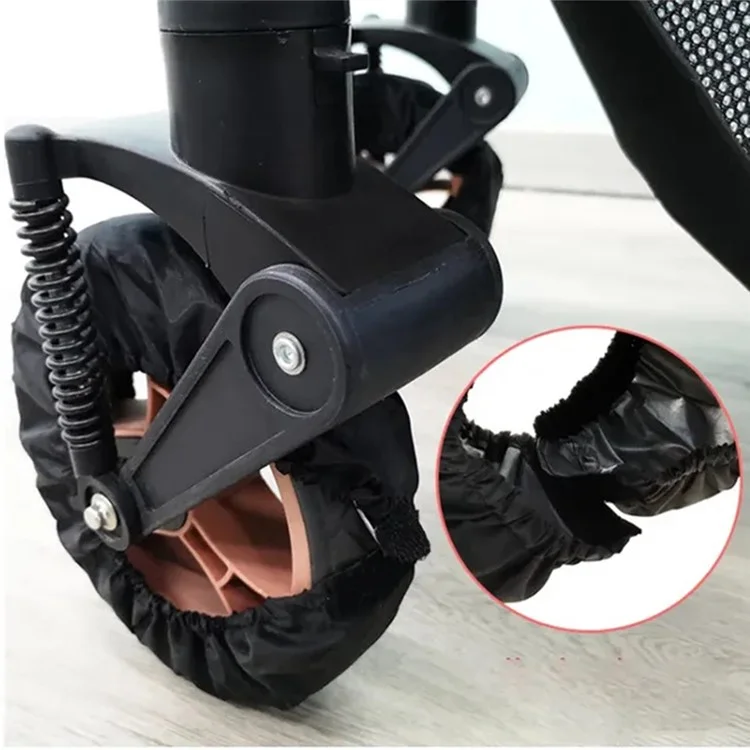 2Pcs Baby Stroller Wheel Covers Oxford Cloth Anti Dirt Protectors, Size L for 25-36cm Rear Wheel