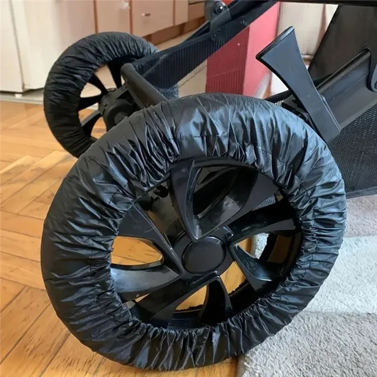 2Pcs Baby Stroller Wheel Covers Oxford Cloth Anti Dirt Protectors, Size L for 25-36cm Rear Wheel