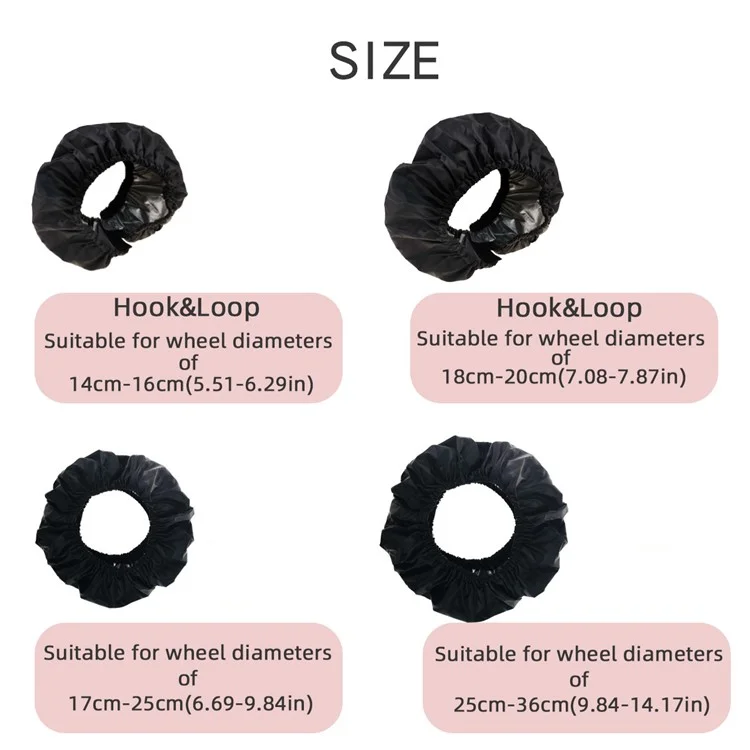 2Pcs Baby Stroller Wheel Covers Oxford Cloth Anti Dirt Protectors, Size L for 25-36cm Rear Wheel